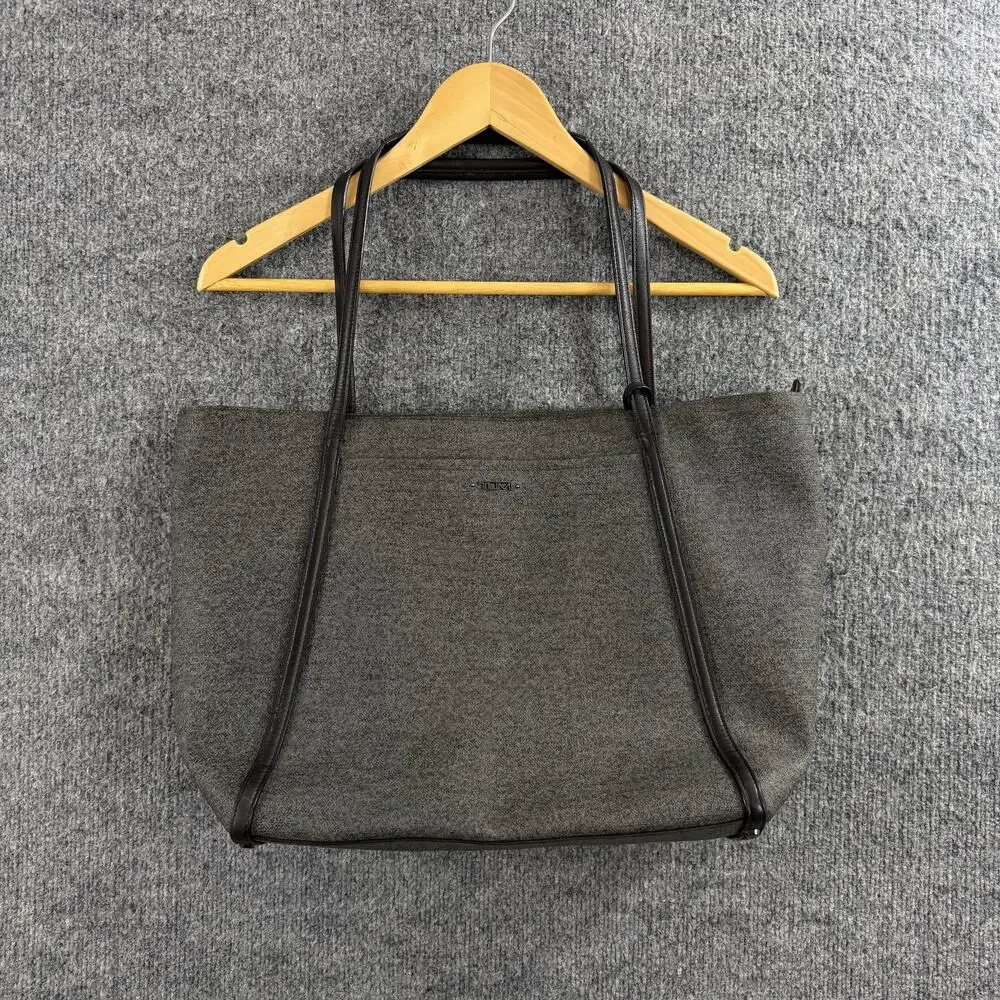 Tumi Sinclair Q Tote Bag Grayft Leather Trim Travel Everyday Office Travel Work